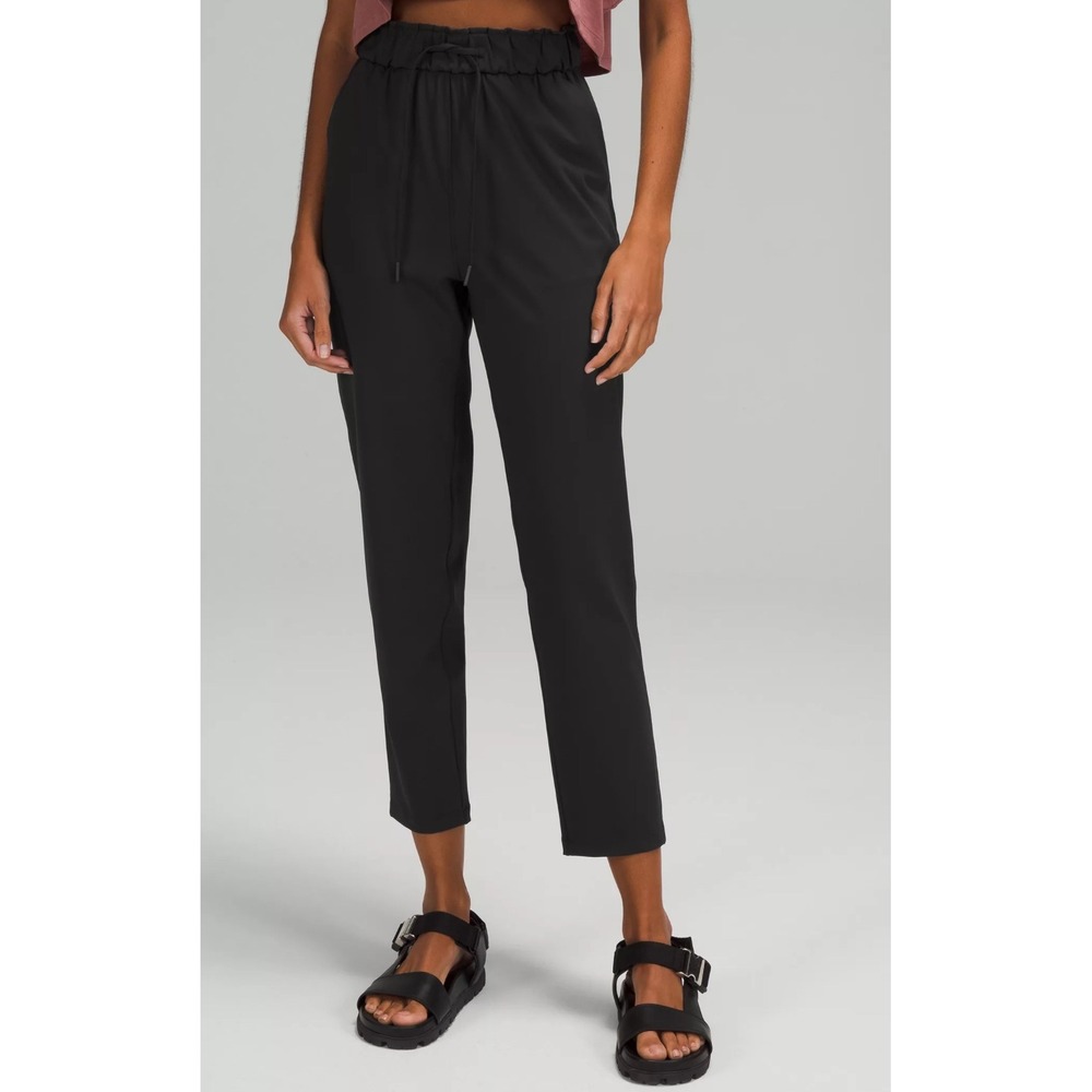 Lululemon Keep Moving 7/8 High-Rise Pants Women 6 Black Excellent Drawstring
